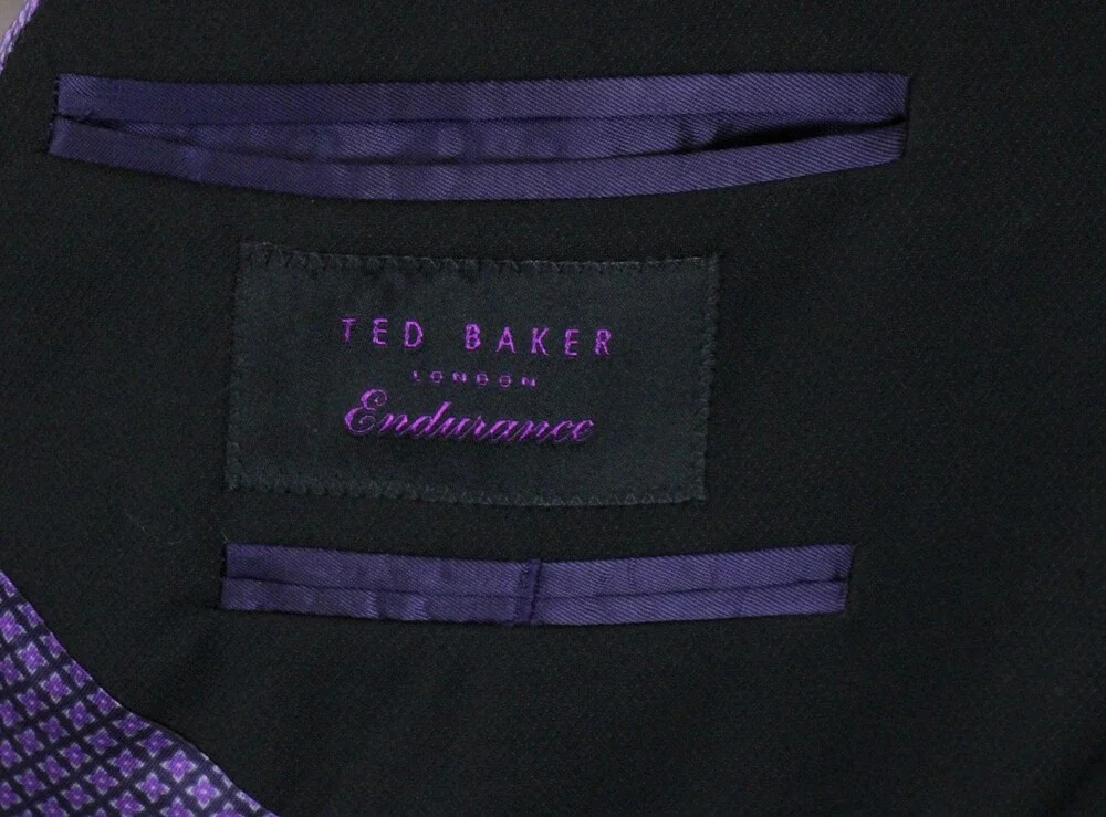 Ted Baker Sport Coat 40 L Mens Black Textured Wool Regular Fit Jarrow Blazer